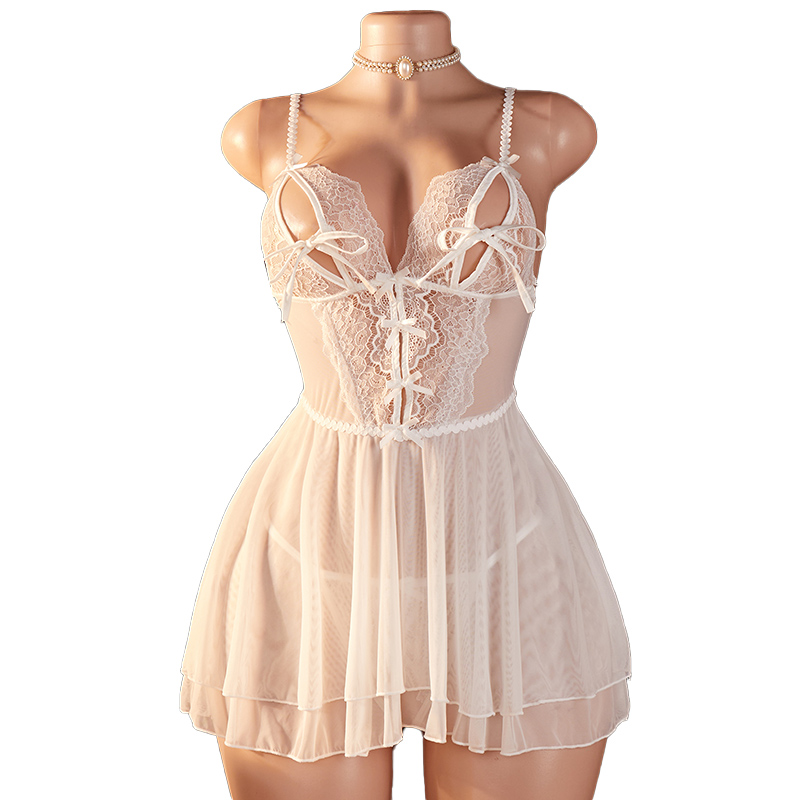 Sewing Nylon - Transparent Sexy Woman Lingerie Deep V