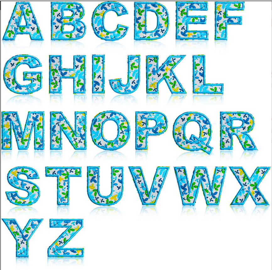Sewing Id - 10 Pcs Blue Color Number Alphabet