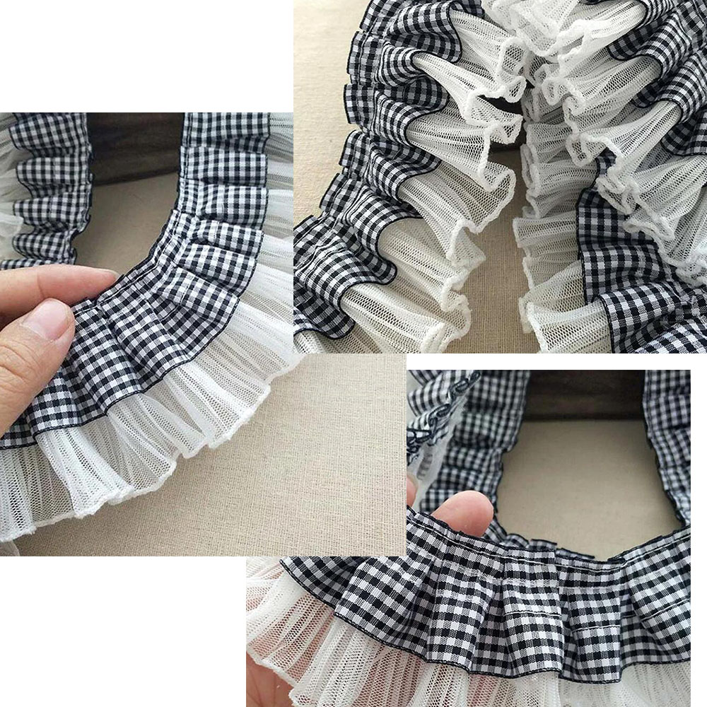 1 Yard 7CM Pleated Plaid Lace  – Textile And Sewing Supply recenzja i cena