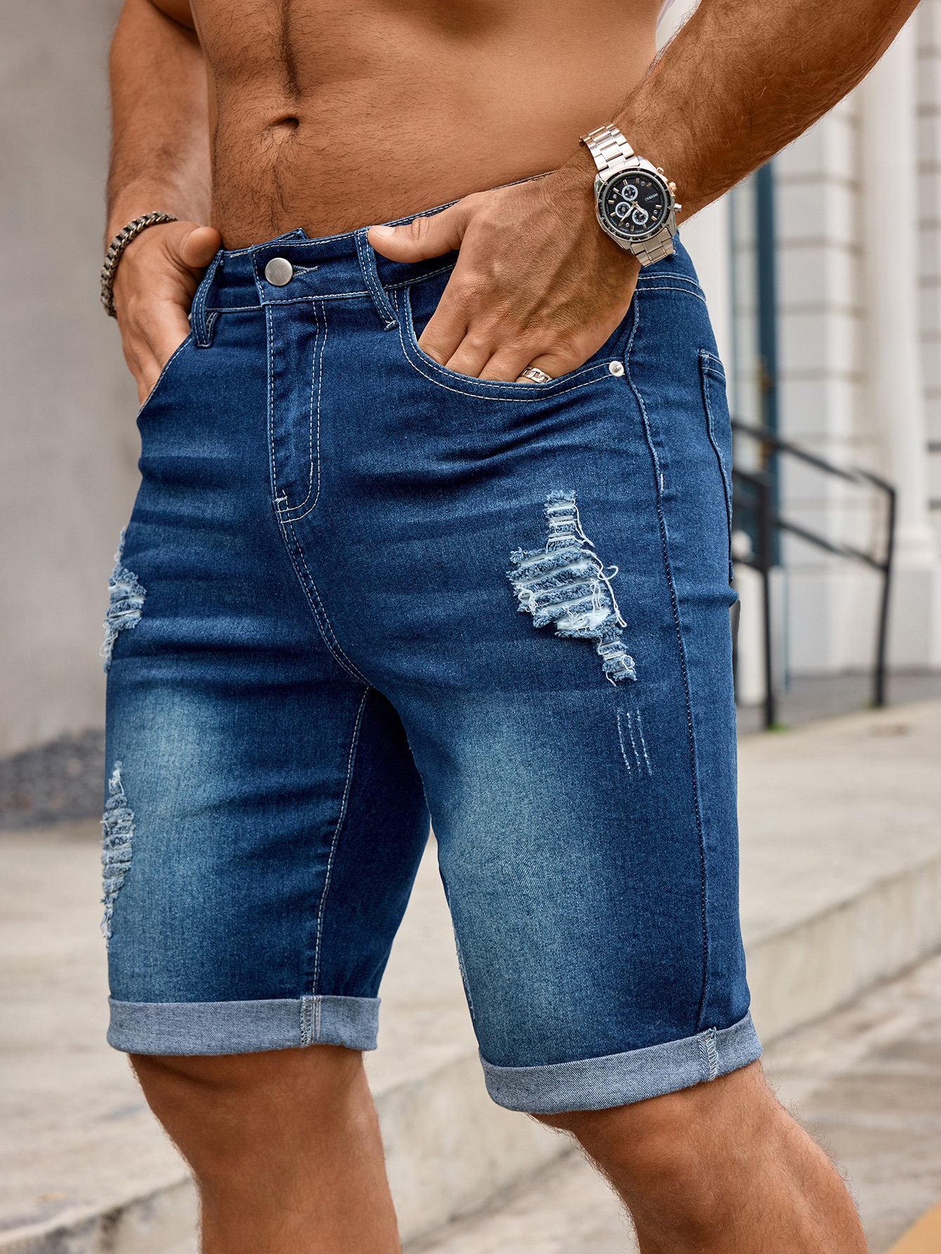 Men Denim Trousers Jeans Short – Sewing Hemming recenzja i cena