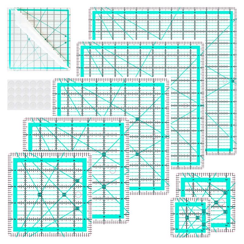 A25F-Blue 7-Piece Collar Ruler – Quilting Ruler Square recenzja i cena